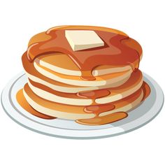 a stack of pancakes on a plate with syrup