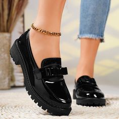 Category:Loafers,Slip-Ons; Upper Materials:PU; Season:Spring,Summer; Heel Type:Chunky Heel; Gender:Women's; Size Suggestion:Please refer to the size chart to place an order; Activity:Walking; Toe Shape:Round Toe; Style:Vintage; Heel Height(inch):1-2; Outsole Materials:Rubber; Occasion:Work,Home; Closure Type:Loafer; Listing Date:05/14/2024; Production mode:External procurement; 2024 Trends:Classic Loafers; Size chart date source:Provided by Supplier.; Heel Height:Mid Heel Ladies High Heels, Vintage Loafers, Zapatos Mary Jane, Estilo Preppy, Loafers Style, Penny Loafer, Casual Loafers, Jane Shoes, Thick Heels