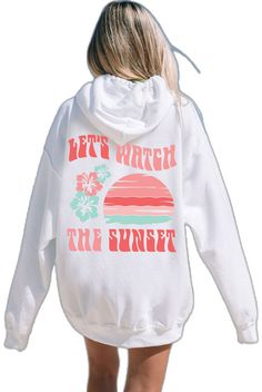 White Cotton Hoodie For The Beach, White Cotton Hoodie For Beach, White Cotton Beach Hoodie, White Hoodie For Summer Streetwear, Summer White Hoodie For Streetwear, Summer Casual Hoodie With Letter Print, Casual Summer Hoodie With Letter Print, Hooded Cotton Sweatshirt For Beach Season, Cotton Hooded Sweatshirt For Beach Season