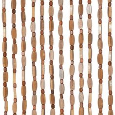 a long strand of wood beads on a white background