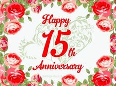 happy 13th anniversary card with roses and hearts