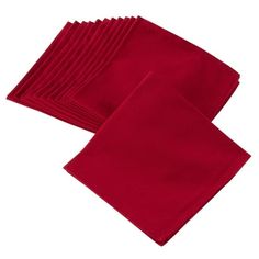 red napkins are folded on top of each other