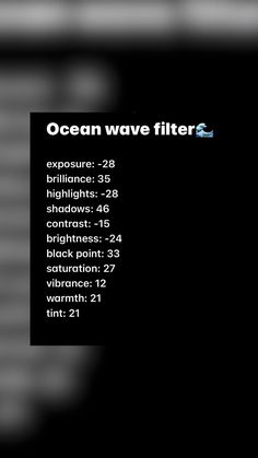 an ocean wave filter is shown in black and white, with the caption above it