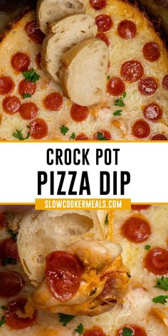 Close-up of crock pot pizza dip with bread being dipped in it Crockpot Snacks, Crockpot Party Food, Crock Pot Pizza, Crockpot Appetizers, Pizza Dip, Toasted Bread, Football Food, Crockpot Recipes Slow Cooker