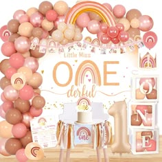 PRICES MAY VARY. Bohemian Rainbow 1st Birthday Party Decorations - Package includes: little miss ONEderful backdrop, one balloon box, boho rainbow high chair banner, one cake topper, bohemian rainbow baby monthly milestone photo banner, boho rainbow first birthday crown, number 1 foil balloon, 1st birthday milestone poster, 118pcs boho rainbow balloon garland set. Wonderful Design - Featuring an boho rainbow pattern that is suitable for boho rainbow party decorations to create a romantic feeling Neutral Rainbow Cake, Bohemian Crown, Rainbow Cake Topper, First Birthday Crown, Rainbow Party Decorations