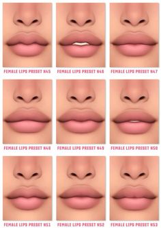 how to draw lips with different shapes and colors on the lips, including pinks