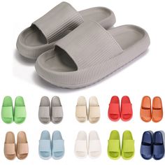 PRICES MAY VARY. 【Ergonomic Design】The cloud slippers are slightly recessed to perfectly wrap your feet, toe to the tail is slightly upturned by 40°, the fitting angle balances the pressure, ergonomic design.fit the curve of the foot pelvic floor walk not tired foot & more comfortable to wear. 【 Soft & Lightweight】roscylo pillow slippers - Super Soft Home Slippers use ultra rebound soles to make you feel like you are stepping on the cloud, giving you a sense of cloud feet.With 1.7 inch - 4.30cm Comfy House, Cloud Slippers, Shower Slippers, Amazon Link, Slide Slippers, Slippers For Women, Kids Luggage, House Slippers, Good Grips