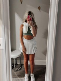 undefined White Tennis Skirt Outfit, Hero Outfits, Blue Tennis Skirt, White Pleated Tennis Skirt, Sassy Shortcake, Simple White Dress, White Tennis Skirt