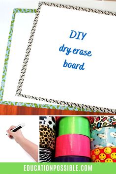 the diy dry erase board is made with colorful tape