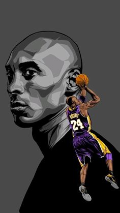 a drawing of a man with a basketball in his hand and an image of him