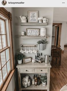 a coffee bar in the corner of a room