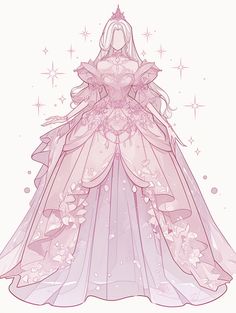 a drawing of a princess dress with stars on it