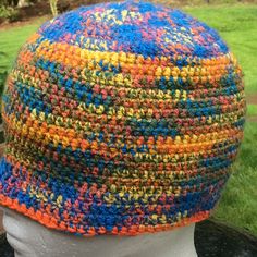 Orange Toned Cotton Beanie Hat, Halloween Wear. 0505 Colorful Casual Beanie Hat, Multicolor Bucket Hat For Fall, Brimmed Multicolor Hats For Fall, Multicolor Brimmed Hats For Fall, Multicolor Brimmed Fall Hats, Colorful Yarn Casual Hat, Fall Multicolor Brimmed Hat, Casual Blue Crochet Bucket Hat, Casual Blue Crochet Hat