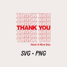 a red and white thank you card with the words svg - png