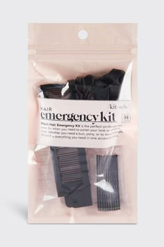 Kitsch Hair Emergency Kit is the perfect on-the-go hair saver for when you need to polish your look or refresh a style. Whether you need a bun, pony, or to tame flyaways, this kit has everything you need in one accessible place. Kit includes 10 bobby pins, 1 dual brush-comb, 1 scrunchie, and 20 no-snag elastics. Grad School Supplies, Backpack Must Haves, Teacher Wishlist, Back To School Things, Kitsch Hair, Back To School Prep, Tame Flyaways, Teacher Wish List, Skincare Wishlist