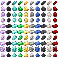 a bunch of different colored objects are shown in this screenshote image from the video game minecraft