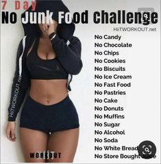 Junk Food Challenge, No Junk Food, No Junk Food Challenge, 7 Day Challenge, Diet Challenge, Food Challenge, Diet Vegetarian, At Home Workout Plan