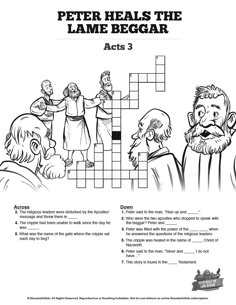 a crossword puzzle for peter heals the lame beggar