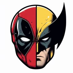 the two faces of deadpool and wolverine are shown in this graphic art printable version