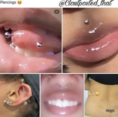 four pictures of different types of piercings