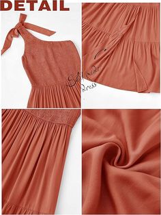 MEROKEETY Women's Summer One Shoulder Sleeveless Knot Smocked Midi Dress Split Tiered Flowy Dresses at Amazon Women’s Clothing store Summer Women, Clothing Store, Smocking, Knot, One Shoulder