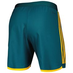 Whether you're honing your skills or hanging around the house, these spirited adidas shorts are just what you need to stay comfortable. These stylish bottoms feature embroidered team graphics and an authentic design to get you looking like a proper LA Galaxy fan. Plus, the AEROREADY fabric wicks away moisture, which helps keep you cool and dry while you cheer LA Galaxy to victory. Material: 100% Recycled Polyester Officially licensed Imported Heat-sealed graphics Elastic waistband with drawstrin Green Functional Go-dry Athletic Shorts, Adidas Green Sporty Shorts, Adidas Sporty Green Shorts, Sporty Green Adidas Shorts, Cheap Adidas Men's Shorts, Adidas Green Shorts, Affordable Men's Adidas Shorts, Adidas Green Sports Shorts, Adidas Shorts With Built-in Shorts For Sports