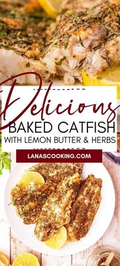 delicious baked catfish with lemon butter and herbs is an easy dinner recipe that's ready in under 30 minutes