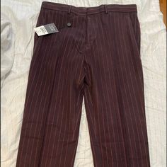 Brand New With Tags Burgundy And Red Pinstripe Trousers . Made For A Cropped Look Depending On Height . Very Stylish And Can Be Worn Dressed Up Or Down . Slim Suit Pants, Vampire Hunters, Pinstripe Trousers, Plaid Dress Pants, Slim Fit Dress Pants, Check Suit, Slim Suit, Navy Blue Pants, Grey Dress Pants