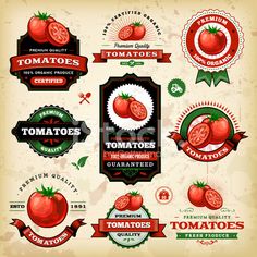 tomato labels and emblems set