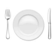 a white plate with silverware on it