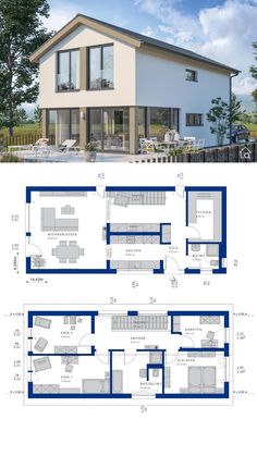 two story house plan with blueprints and floor plans for each room in the house