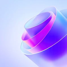 an abstract image of several different colored objects on a white surface with a blue and pink background