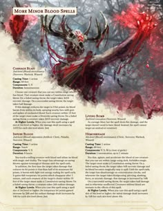 Minor Blood Magic II — DND Unleashed: A Homebrew Expansion for 5th Edition Dungeons and Dragons D&d Homebrew Spells, Dnd Blood Magic, Blood Control Magic, Dnd Spells Homebrew, Homebrew Spells 5e, Blood Spells