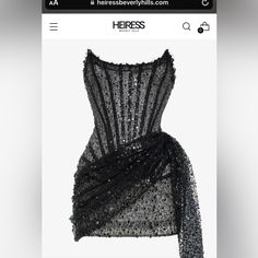 Heiress Beverly Hills “Black Sequin Corset Draped Strapless Mini Dress” Met Gala Outfits, Gala Outfit, Black Homecoming Dress, Red Carpet Outfits, Prom Dress Inspiration, Looks Black, Looks Chic, Glam Dresses, Dressy Outfits