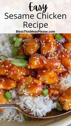 the best sesame chicken recipe with rice and green onions