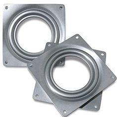 two metal square plates with holes in the middle