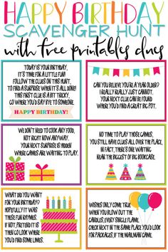 happy birthday scavenger hunt with free printables