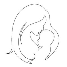 a woman holding a child's head with long hair in the shape of a heart