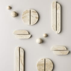 several pieces of art made out of marble