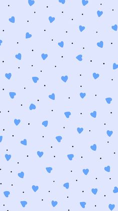 blue hearts on a light blue background with black dots in the shape of heart shapes