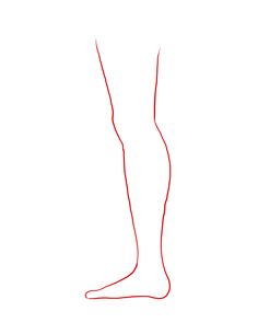 a line drawing of a person's legs with red lines on the bottom and bottom