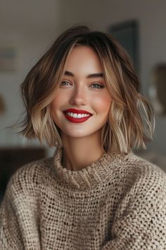 Shoulder Length Fall Hair, Red And Brunette, 2024 Hair Trends, Trendy Haircuts Medium, Fall Blonde Hair, Bob Hair Color, Side Bangs Hairstyles, Fall Hair Cuts, Bangs Hairstyles