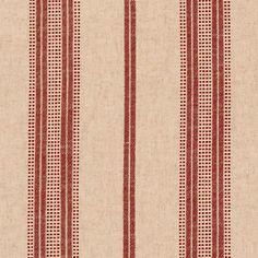 a red and beige striped wallpaper with small dots on the bottom half of it