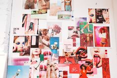 a wall covered in photos and pictures of women