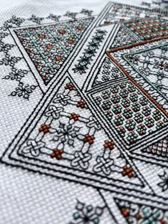 a close up view of a cross stitch pattern