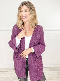 Wrap yourself in comfort and style with our Long Sleeve Knit Cardigan Sweater. The open front design and pockets add practicality to this wardrobe staple. Stay cozy and chic with this versatile piece that goes beyond trends to elevate any look. Perfect for any season. Fabric content: 100% Polyester Long Sleeve Knitted Cardigan, Knit Sweater Cardigan, Front Design, Front Open, Long Sleeve Knit, Forest Green, Knit Cardigan, Wardrobe Staples, Sweater Cardigan