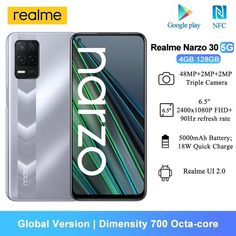 the front and back view of an oppo phone with text reading global version,