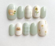 Japanese Nails Short, Short Nails Summer, Paznokcie Hello Kitty, Nails Kawaii, Nails Summer Nails, Korean Nail Art, Bears Nails, Fake Nails Designs, Art Deco Nails