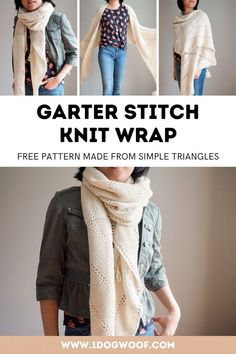 the garter stitch knit wrap pattern is easy to make and looks great for beginners