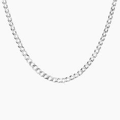 Blake 18 in. Curb Chain Necklace (3mm) - 14K White Gold. Perfect on its own or paired with other necklaces in a chic stack, this trendy curb link chain is a fabulously unique fashion statement. Classic Silver Cuban Link Chain Necklace, Minimalist White Gold Chain Necklace With Curb Chain, Elegant White Gold Cuban Link Curb Chain Necklace, Elegant Sterling Silver Cuban Link Necklace, Modern White Gold Chain Necklace With Curb Chain, Classic White Gold Curb Chain Necklace, White Gold Cuban Link Necklace With Figaro Chain, Sterling Silver Curb Chain Necklace, Elegant Silver Cuban Link Necklace